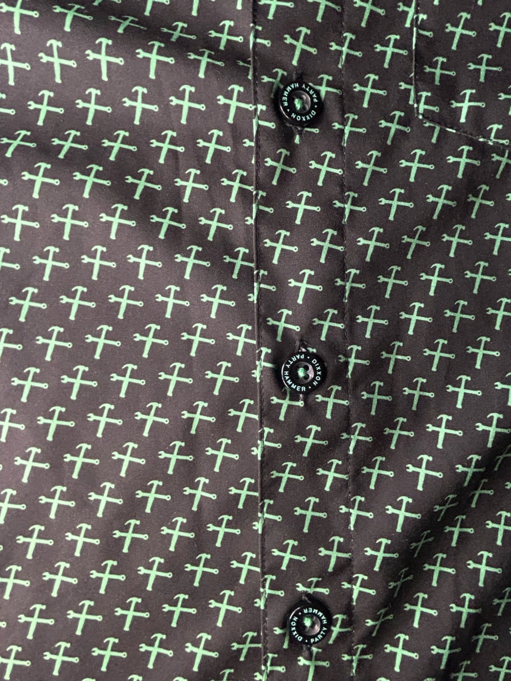 DIXXON Black Shirt with Mint Green Cross Print - Picture 5 of 7